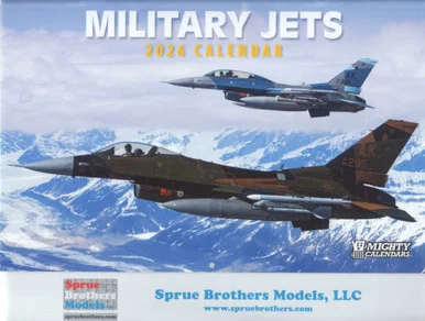 SBM088 Sprue Brothers Models 2026 Military Jets Wall Calendar by Mighty Calendars - Sprue Brothers Models Private Label Products