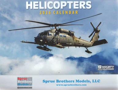 SBM091 Sprue Brothers Models 2026 Helicopters Wall Calendar by Mighty Calendars - Sprue Brothers Models Private Label Products