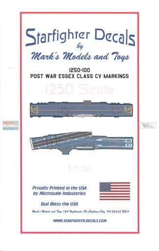 SFD1250100 1:1250 Starfighter Decals - Post War Essex Class CV Markings