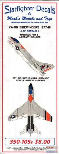 SFD350105 1:350 Starfighter Decals - A-7E Corsair II VA-86 Sidewinders 1977-81