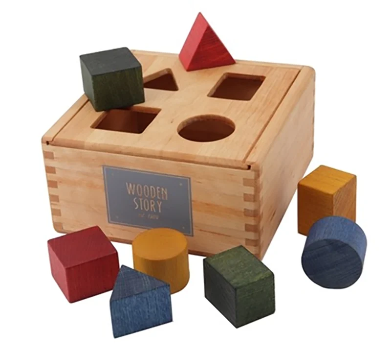 Rainbow Colored Shape Sorter Box - Wooden Story