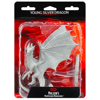 Wizkids 90036 Dungeons & Dragons Nolzur's Marvelous Unpainted Miniatures: Young Silver Dragon