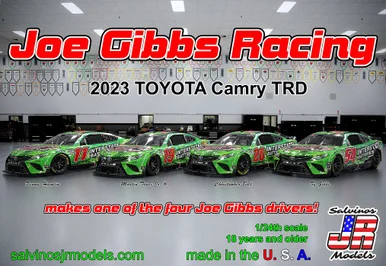 Salvinos JR Models JGT2023IB Joe Gibbs Racing, Interstate Batteries 2023 Toyota Camry 1/24 Scale Model Kit