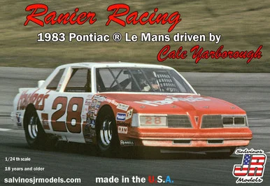 Salvinos JR Models RRLM1983D Rainier Racing 1983 #28 Pontiac LeMans Driven by Cale Yarborough 1/24 Scale Model Kit