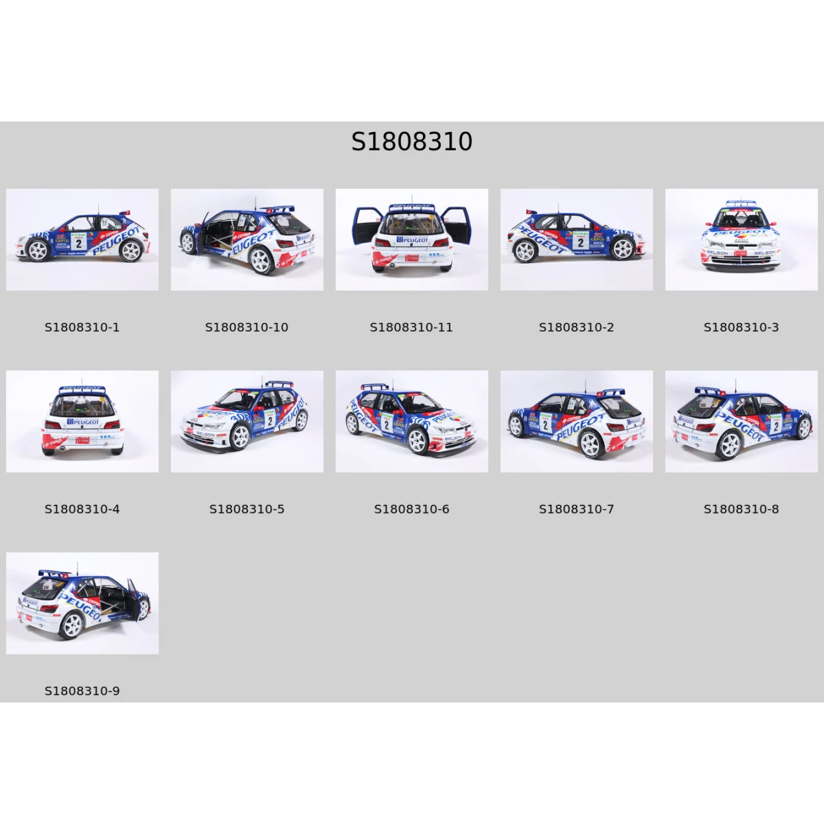 Solido 1808310 peugeot 306 maxi white 2 g.panizzi / h.panizzi rally cortes ingles 1998 1/18