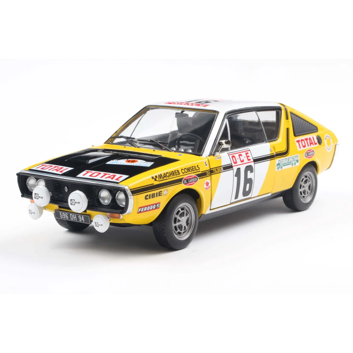 Renault 17 ph.1 yellow 23 prive/ tilbert rallye du maroc 1976 1/18 Die cast - SOLIDO