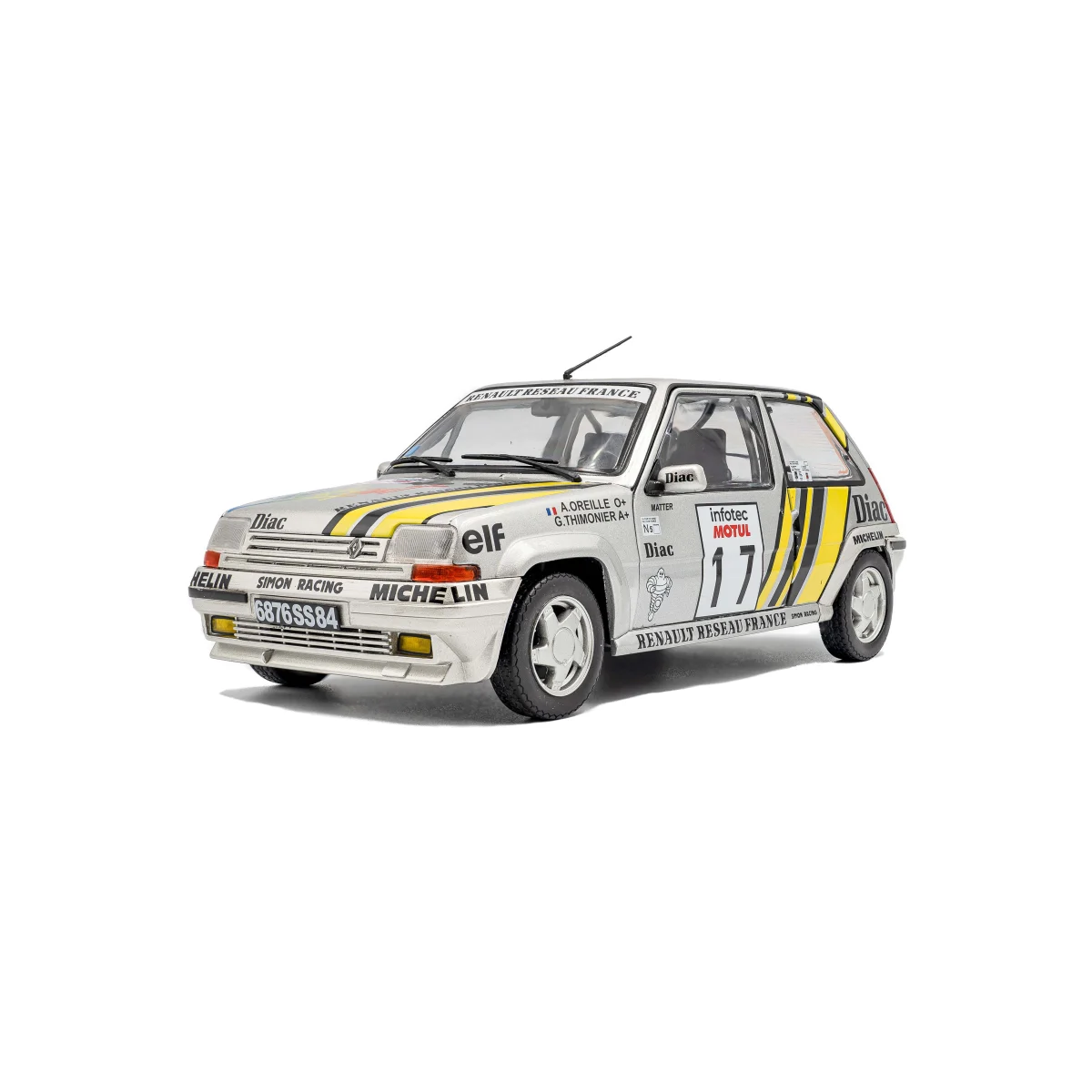 Solido 1810005 miniature renault 5 gt turbo mk2 silver 17 a.oreille tour de corse 1989 1/18