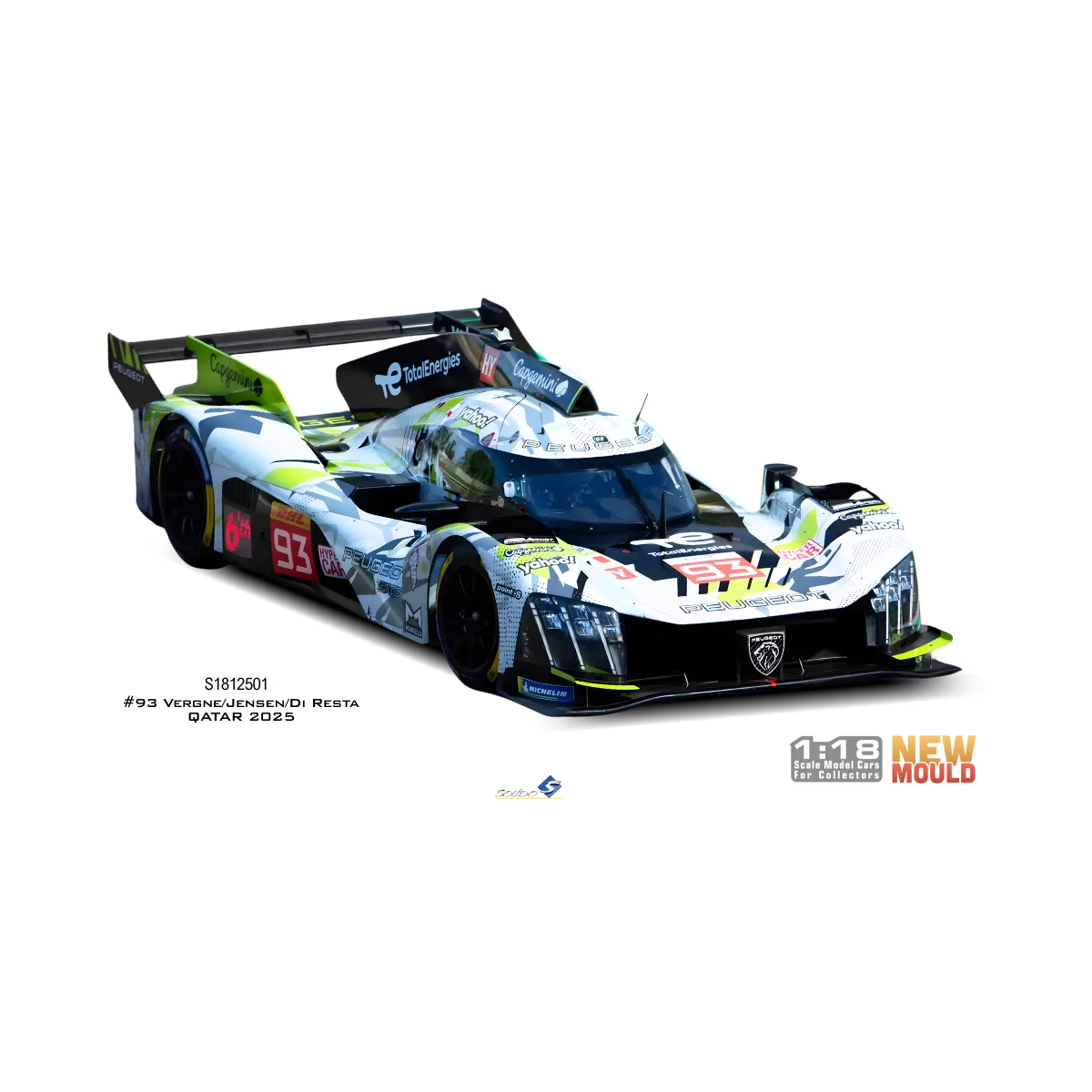 Solido 1812501 peugeot 9x8 grey vergne / jensen / di resta 93 qatar 2025 1/18 Die cast