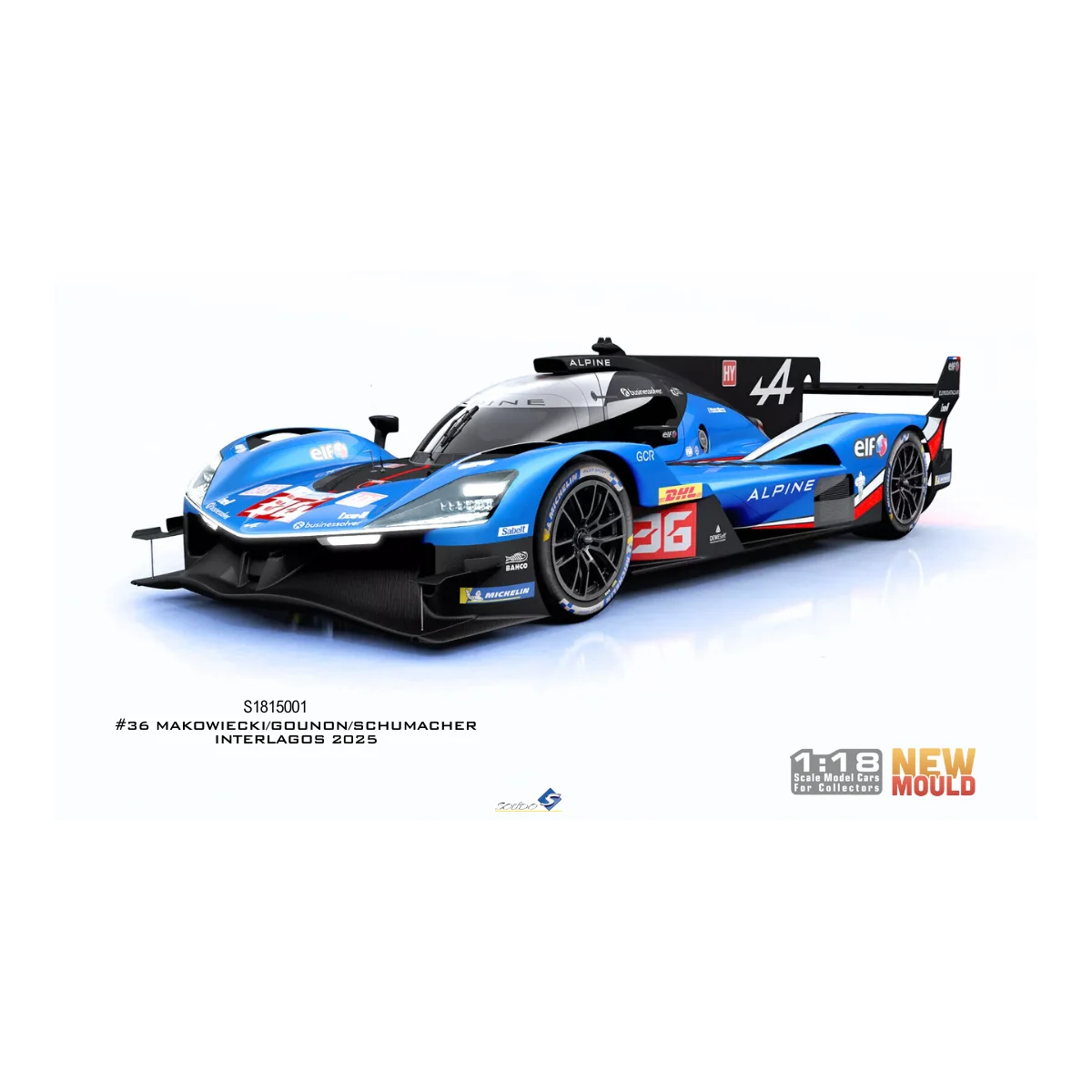 SOLIDO 1815001 ALPINE RACING A424 LMDh BLUE MAKOWIECKI / GOUNON / SCHUMACHER 36 INTERLAGOS 2025 1/18