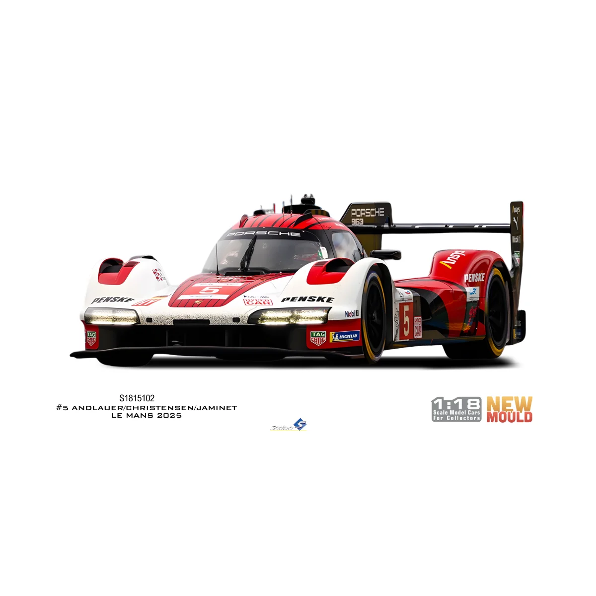 SOLIDO 1815102 PORSCHE 963 LMDh WHITE ANDLAUER / CHRISTENSEN / JAMINET 5 LE MANS 2025 1/18