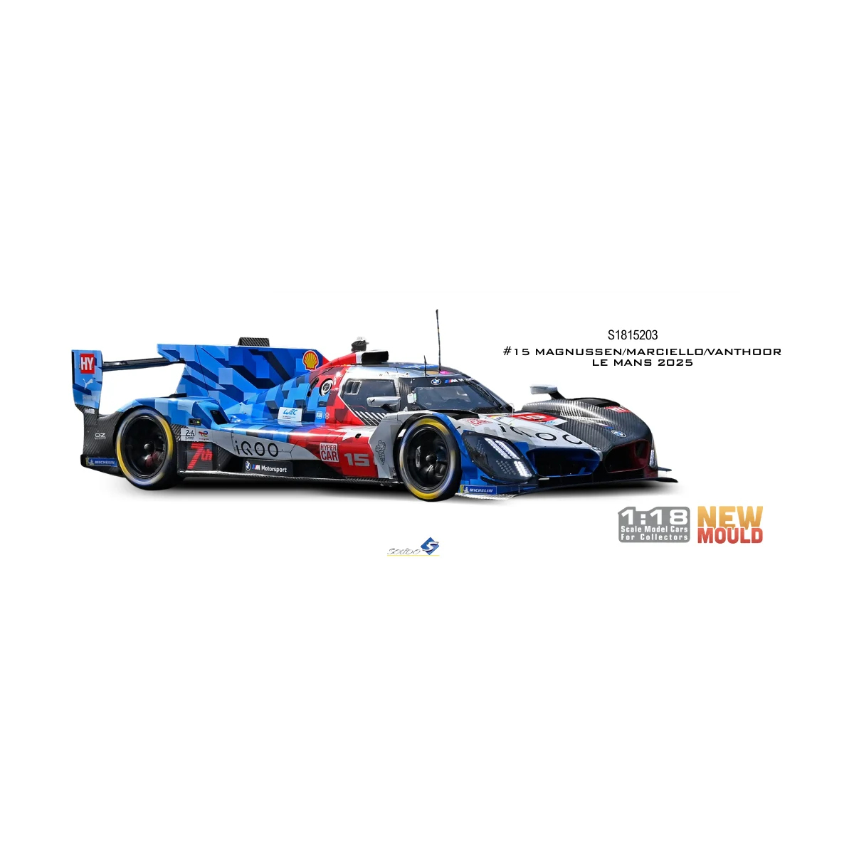 SOLIDO 1815203 BMW M HYBRID V8 LMDh CAMOUFLAGE MAGNUSSEN / MARCIELLO / VANTHOOR 15 LE MANS 2025 1/18