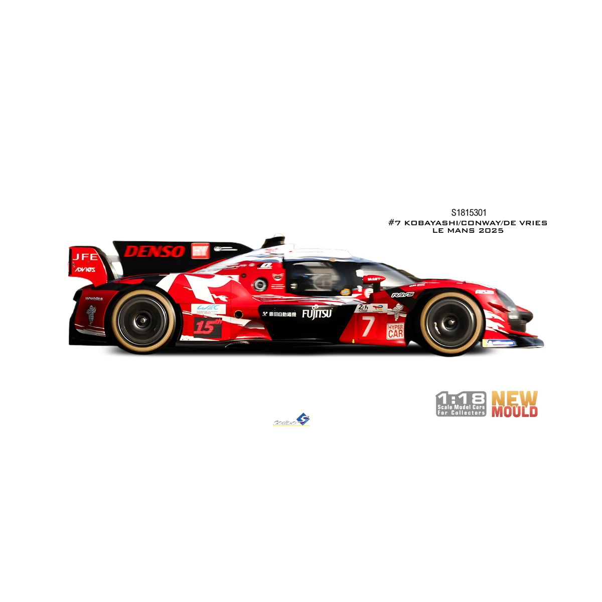 SOLIDO 1815301 TOYOTA GR010 HYBRID LMDh RED KOBAYASHI / CONWAY / DE VRIES 7 LE MANS 2025 1/18