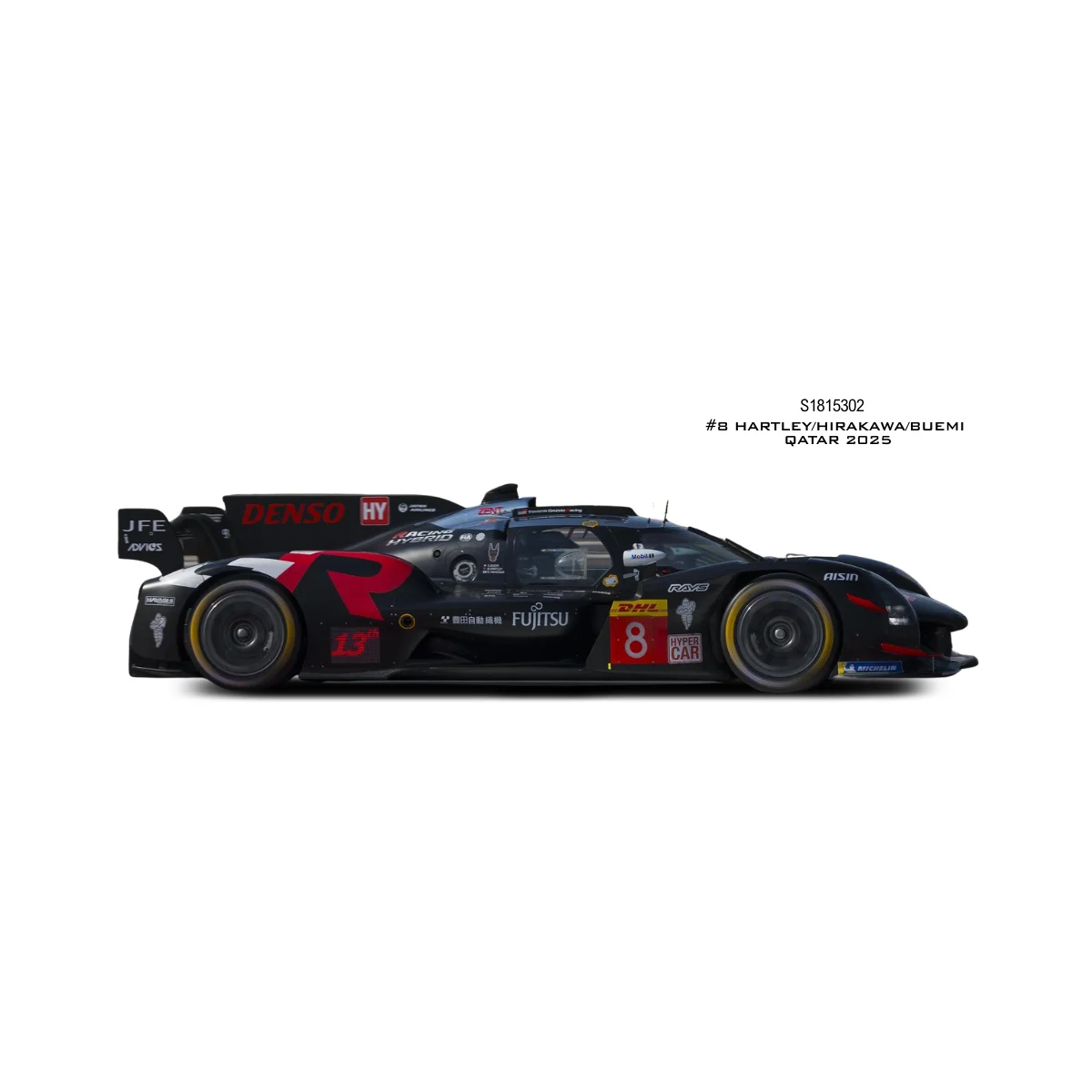 SOLIDO 1815302 TOYOTA GR010 HYBRID LMDh BLACK HARTLEY / HIRAKAWA / BUEMI 8 QATAR 2025 1/18