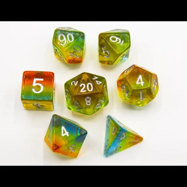 Critical Hit Collectibles Southern Lights Set of 7 Aurora Polyhedral Dice w/ Silver Numbers for D20 Based RPG's - Critical Hits