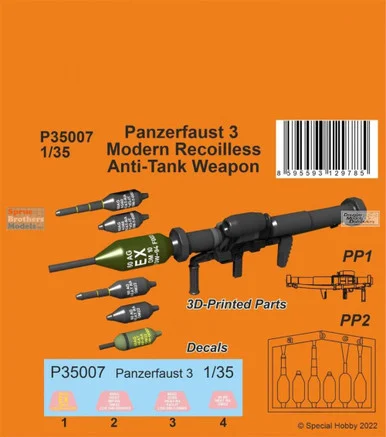 SPHP35007P 1:35 Special Hobby Panzerfaust 3 Modern Recoilless Anti-Tank Weapon