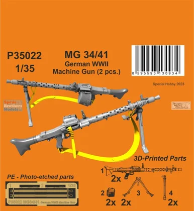 SPHP35022P 1:35 Special Hobby MG34/41 German WW2 Machine Gun Set