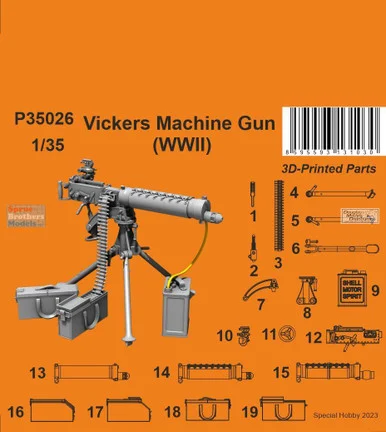 SPHP35026P 1:35 Special Hobby Vickers Machine Gun (WW2)