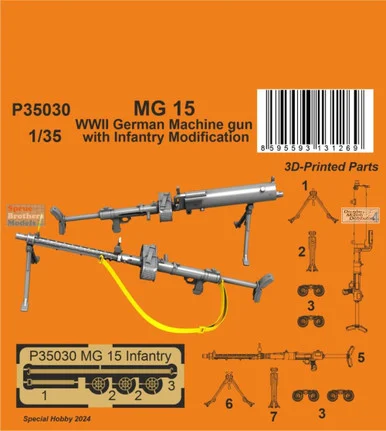 SPHP35030P 1:35 Special Hobby MG15 WW2 German MG with Infantry Mod