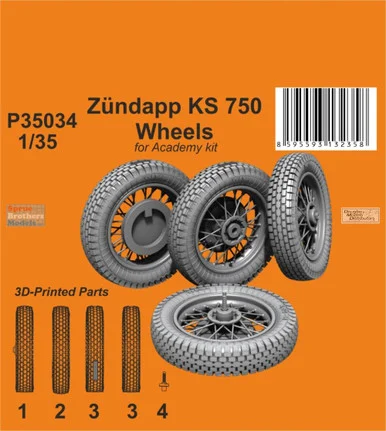 SPHP35034P 1:35 Special Hobby Zundapp KS 750 Wheels (ACA kit)