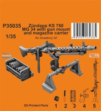 SPHP35035P 1:35 Special Hobby Zundapp KS 750 MG34 with Gun Mount and Magazine Carrier (ACA kit)
