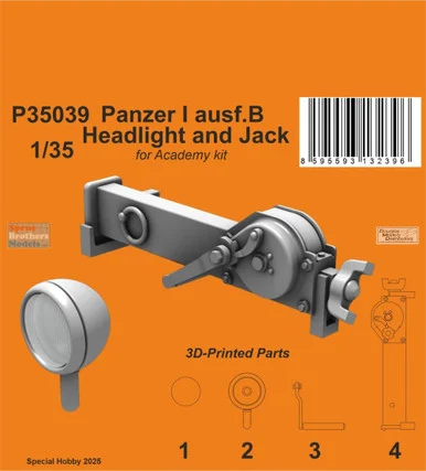 SPHP35039P 1:35 Special Hobby Panzer I Ausf.B Headlight and Jack (ACA kit)