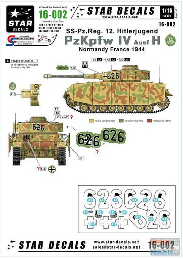 SRD16002 1:16 Star Decals - Panzer PzKpfw IV Ausf H SS-Pz.Reg.12 Hitlerjugend