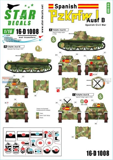SRD16D1008 1:16 Star Decals - Panzer Pz.Kpfw.I Ausf.B Spanish Civil War