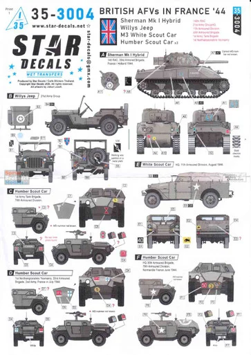 SRD353004 1:35 Star Decals: British AFVs in France 1944