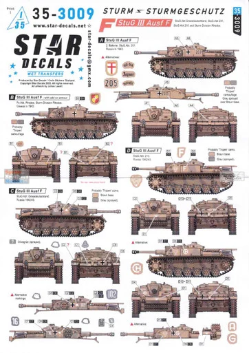 SRD353009 1:35 Star Decals - StuG III Ausf F