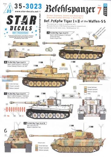 SRD353023 1:35 Star Decals: Befehlspanzer #7 - Bef-PzKpfw Tiger I and Tiger II of the Waffen-SS