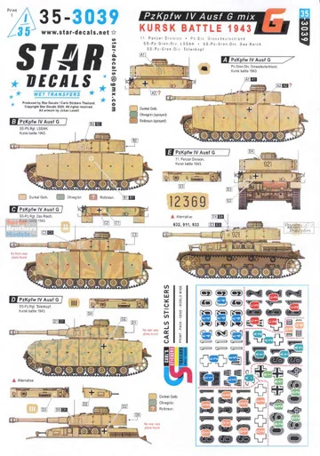 SRD353039 1:35 Star Decals - PzKpfw.IV Ausf.G Mix: Kursk Battle 1943