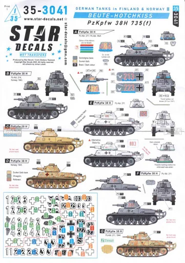SRD353041 1:35 Star Decals: German Tanks in Finland & Norway # 2 - Beute-Hotchkiss
