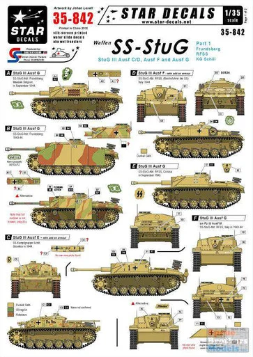 SRD35842 1:35 Star Decals - Waffen SS-STuG Part 1 STuG III Ausf C/D/F/G