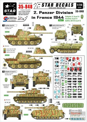 SRD35848 1:35 Star Decals - 2.Panzer Division in France 1944 Part 1