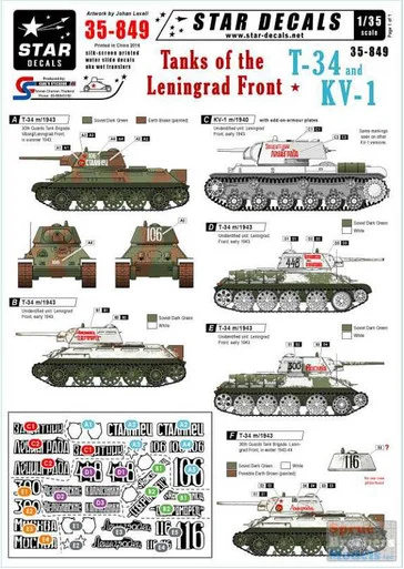 SRD35849 1:35 Star Decals - Tanks of the Leningrad Front: T-34 & KV-1