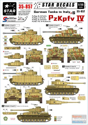 SRD35857 1:35 Star Decals - PzKpfv IV Part 2 - German Tanks in Italy #6