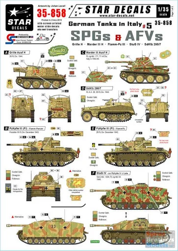 SRD35858 1:35 Star Decals - SPGs & AFVs - German Tanks in Italy #5