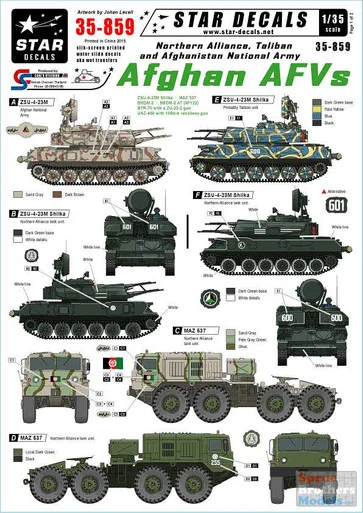 SRD35859 1:35 Star Decals - Afghan AFVs - Northern Alliance, Taliban and Afghanistan National Army