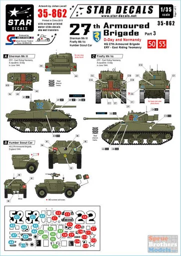 SRD35862 1:35 Star Decals - 27th Armoured Brigade D-Day & Normandy Part 3