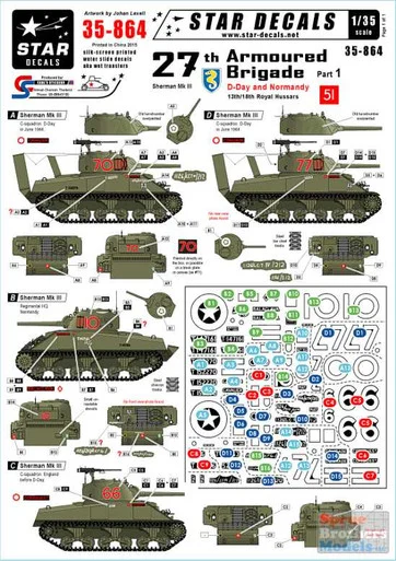 SRD35864 1:35 Star Decals - 27th Armoured Brigade D-Day & Normandy Part 1