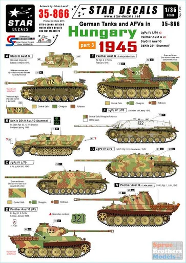 SRD35866 1:35 Star Decals - German Tanks and AFVs in Hungary 1945 Part 3
