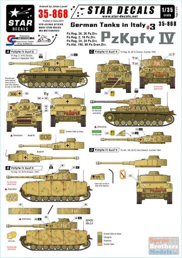 SRD35868 1:35 Star Decals - German Tanks and AFVs in Italy #3 PzKpfw IV