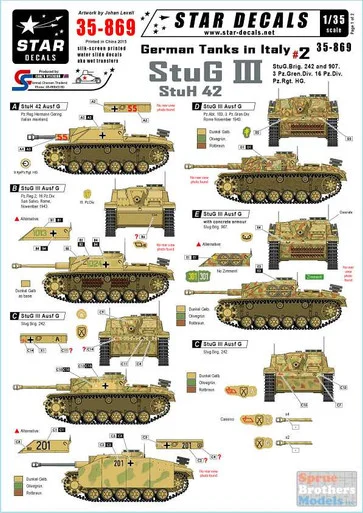 SRD35869 1:35 Star Decals - German Tanks and AFVs in Italy #2 STuG III StuH 42
