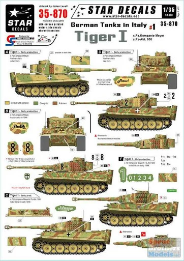 SRD35870 1:35 Star Decals - German Tanks in Italy #1 Tiger I