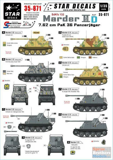 SRD35871 1:35 Star Decals - Sd.Kfz.132 Marder IID 7.62cm Pak 36 Panzerjager