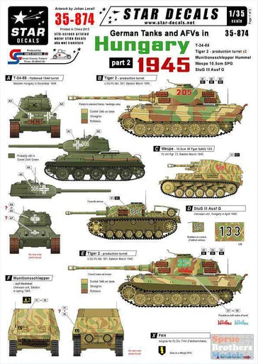 SRD35874 1:35 Star Decals - German Tanks and AFVs in Hungary 1945 Part 2