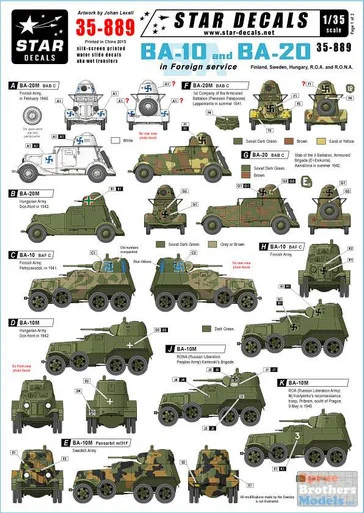 SRD35889 1:35 Star Decals - BA-10 and BA-20 in Foreign Service