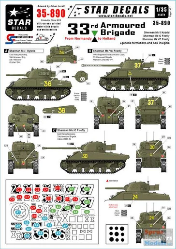 SRD35890 1:35 Star Decals - 33rd Armoured Brigade From Normandy to Holland