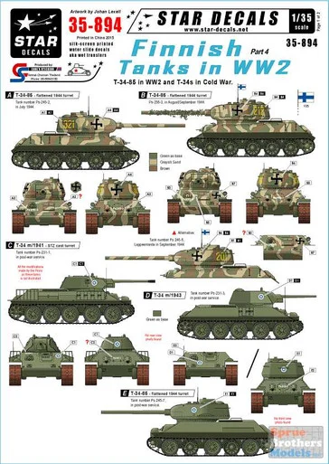 SRD35894 1:35 Star Decals - Finnish Tanks in WW2 Part 4 T34-85 in WW2 and T-34s in Cold War