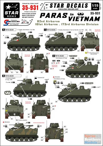SRD35931 1:35 Star Decals - Paras in Vietnam M113 ACAV
